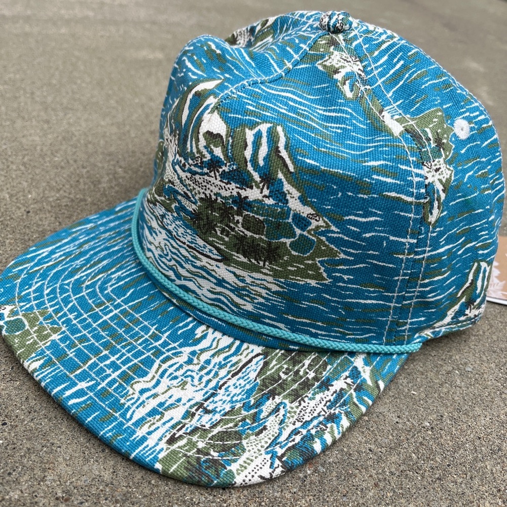 Patagonia Teal Blue & Olive Green Patterned 5-Panel Cap